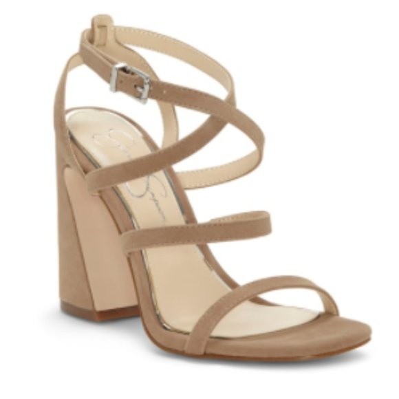 NEW Jessica Simpson Womens Raymie Strappy Leather Sandal Heels Shoes 10 - Picture 1 of 12